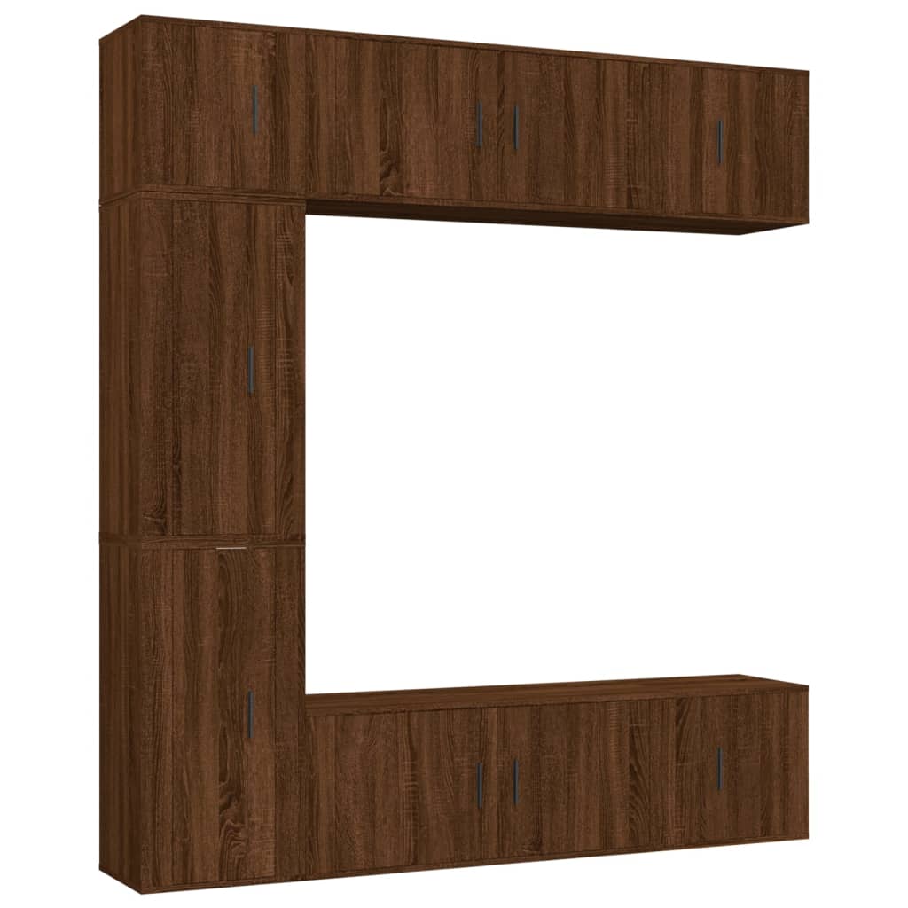 7-tlg. TV-Schrank-Set Braun Eichen-Optik Holzwerkstoff