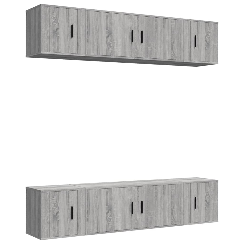 6-tlg. TV-Schrank-Set Grau Sonoma Holzwerkstoff
