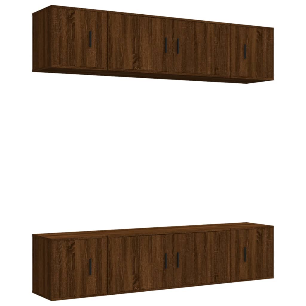 6-tlg. TV-Schrank-Set Braun Eichen-Optik Holzwerkstoff