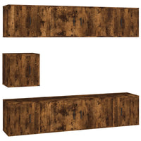 Thumbnail for 7-tlg. TV-Schrank-Set Räuchereiche Holzwerkstoff