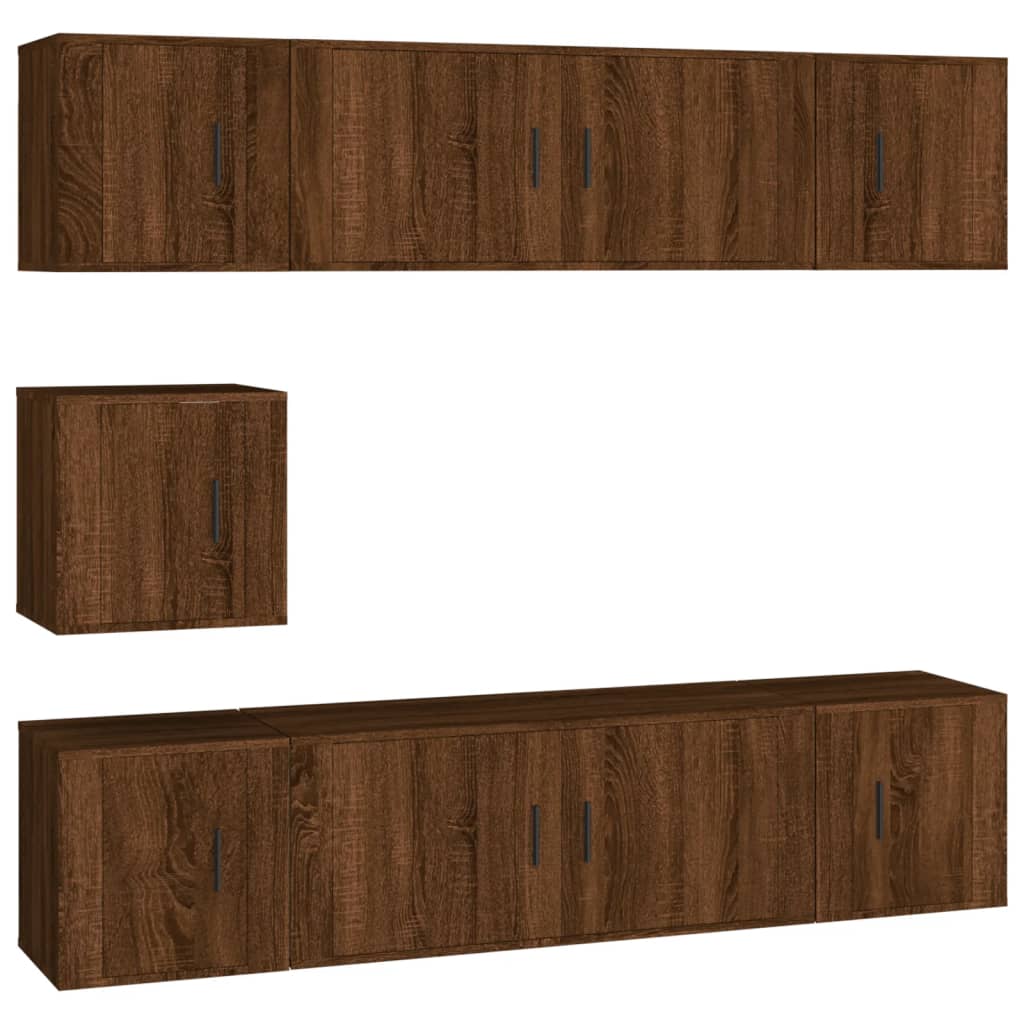 7-tlg. TV-Schrank-Set Braun Eichen-Optik Holzwerkstoff