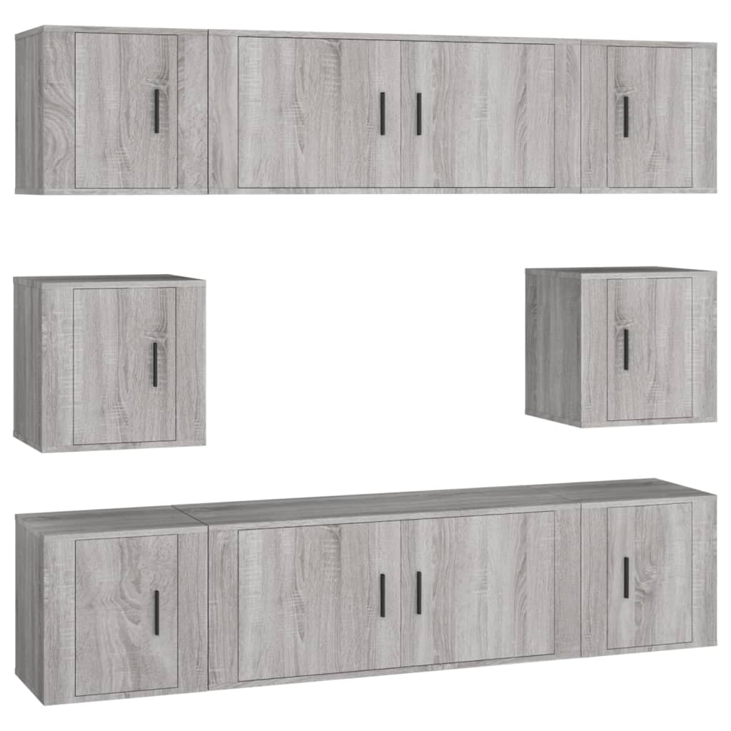 8-tlg. TV-Schrank-Set Grau Sonoma Holzwerkstoff