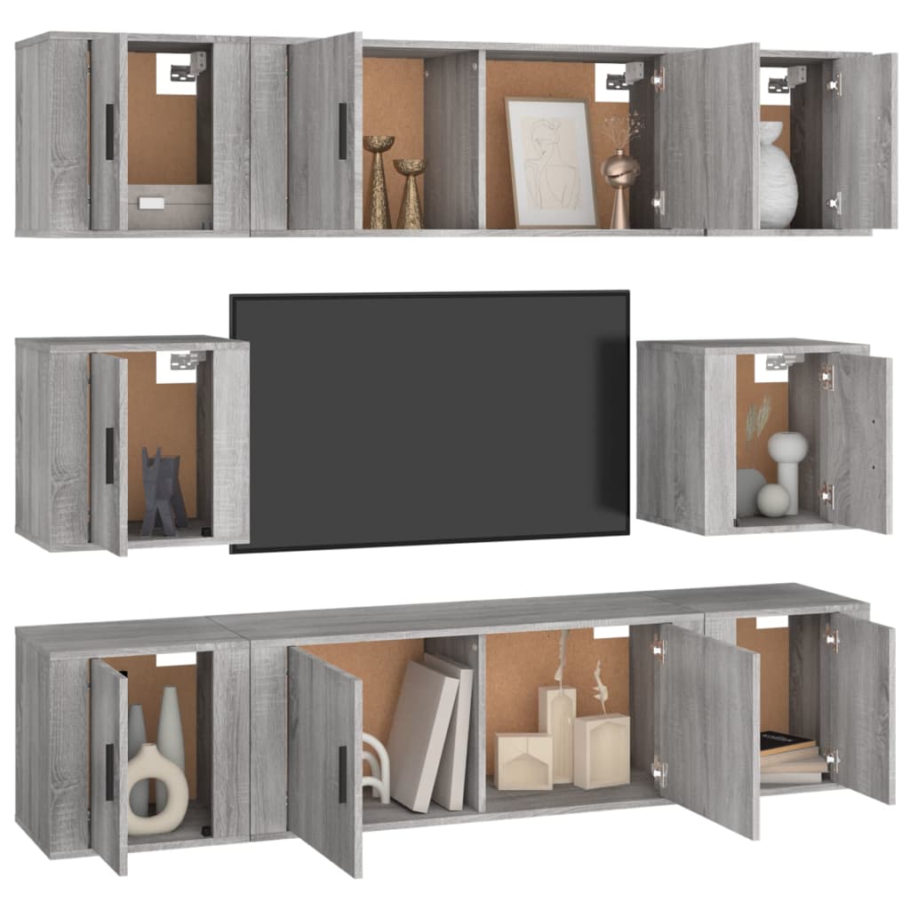 8-tlg. TV-Schrank-Set Grau Sonoma Holzwerkstoff