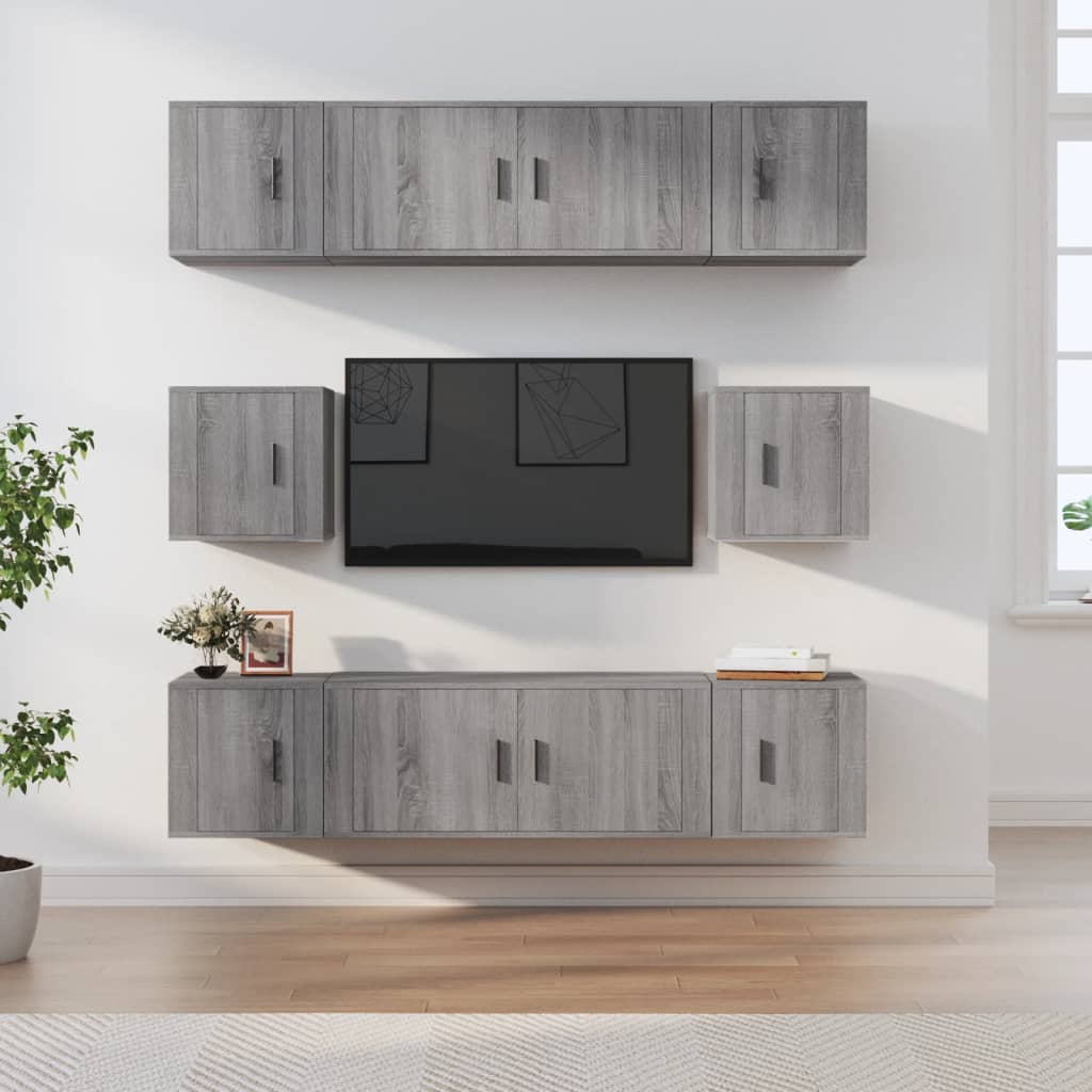 8-tlg. TV-Schrank-Set Grau Sonoma Holzwerkstoff