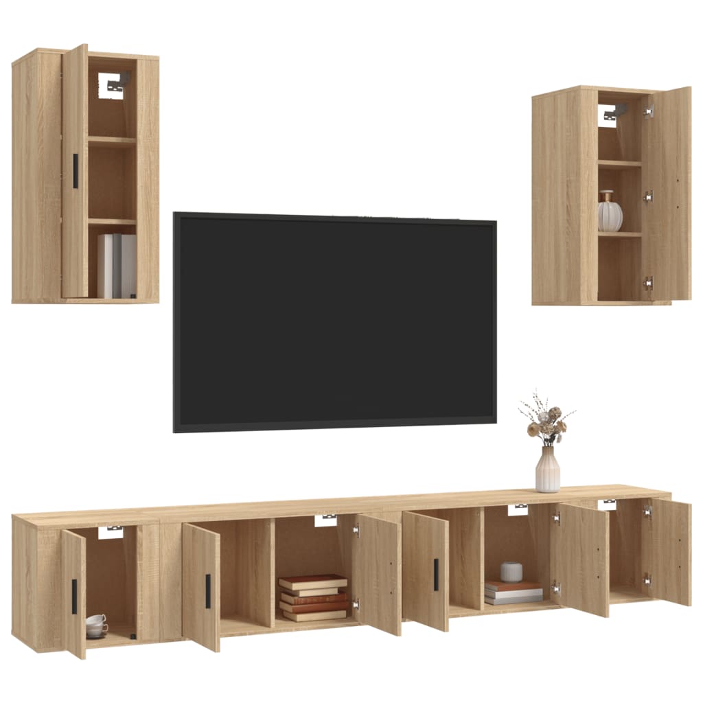 6-tlg. TV-Schrank-Set Sonoma-Eiche Holzwerkstoff