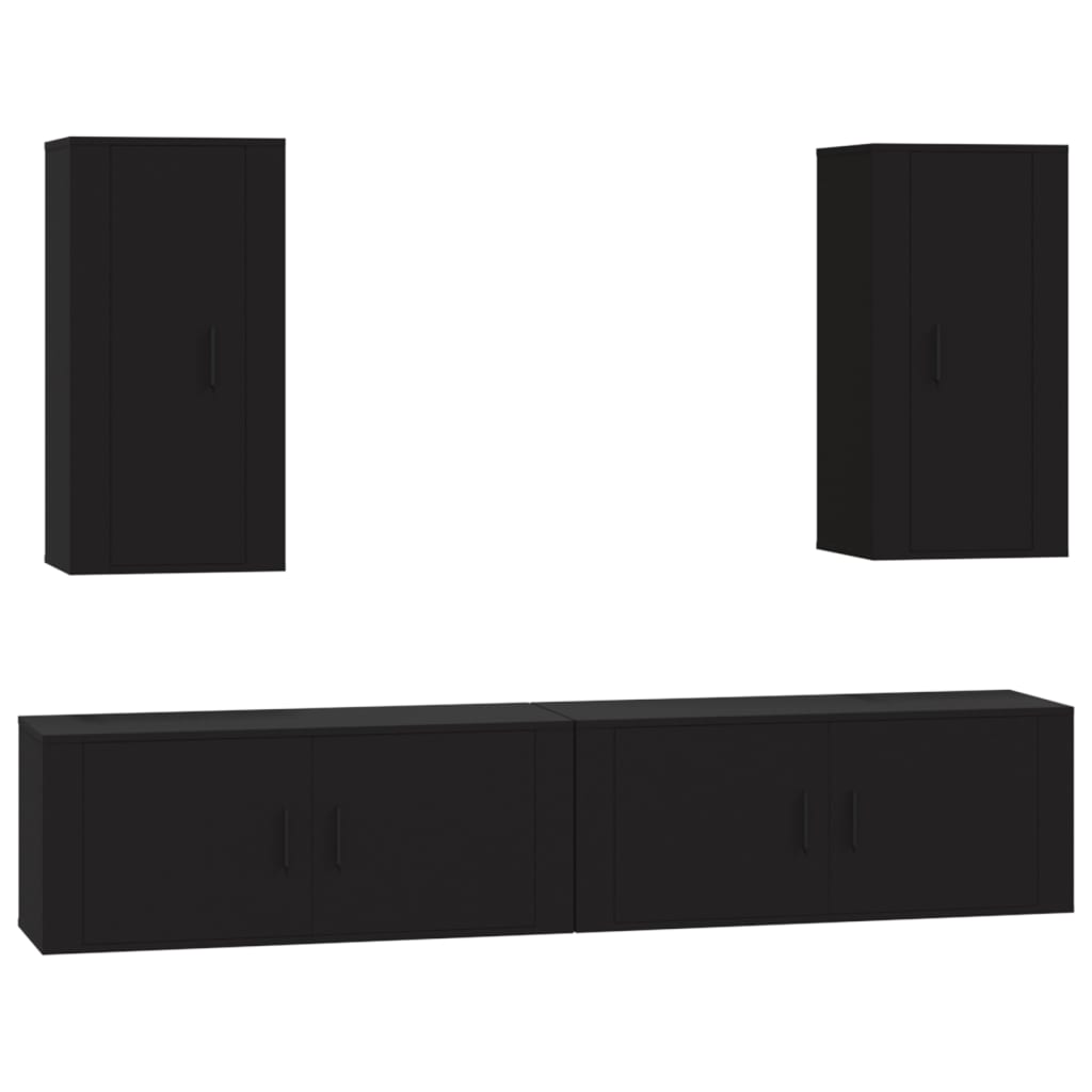 4-tlg. TV-Schrank-Set Schwarz Holzwerkstoff