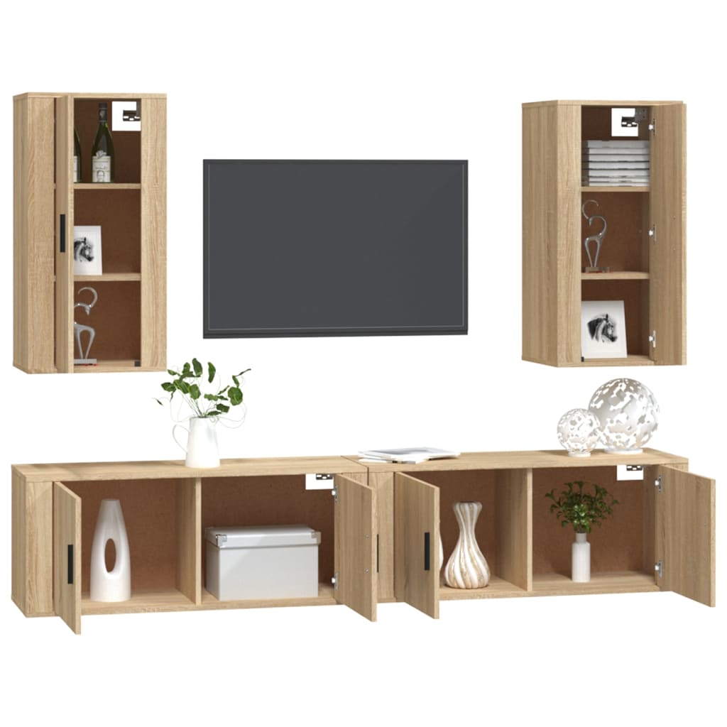 4-tlg. TV-Schrank-Set Sonoma-Eiche Holzwerkstoff