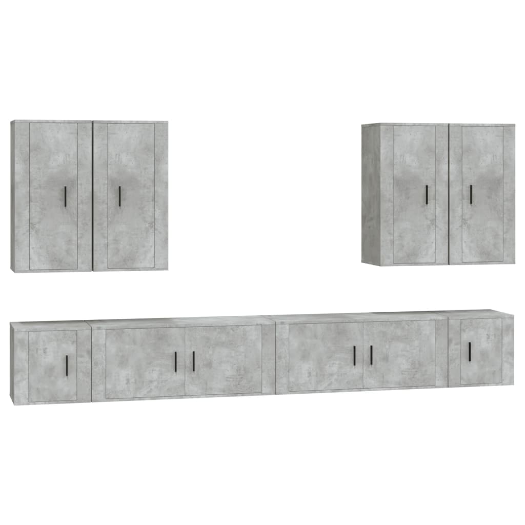 8-tlg. TV-Schrank-Set Betongrau Holzwerkstoff