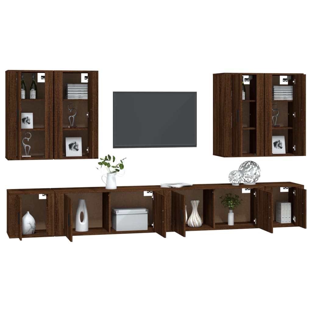 8-tlg. TV-Schrank-Set Braun Eichen-Optik Holzwerkstoff