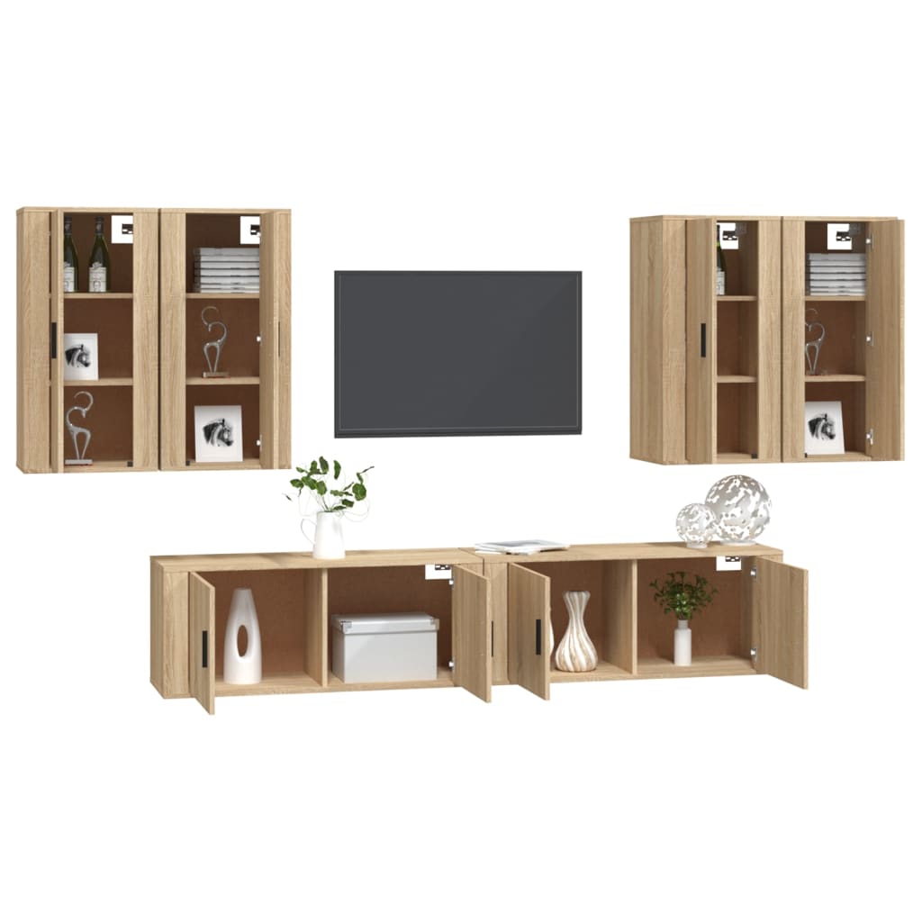 6-tlg. TV-Schrank-Set Sonoma-Eiche Holzwerkstoff
