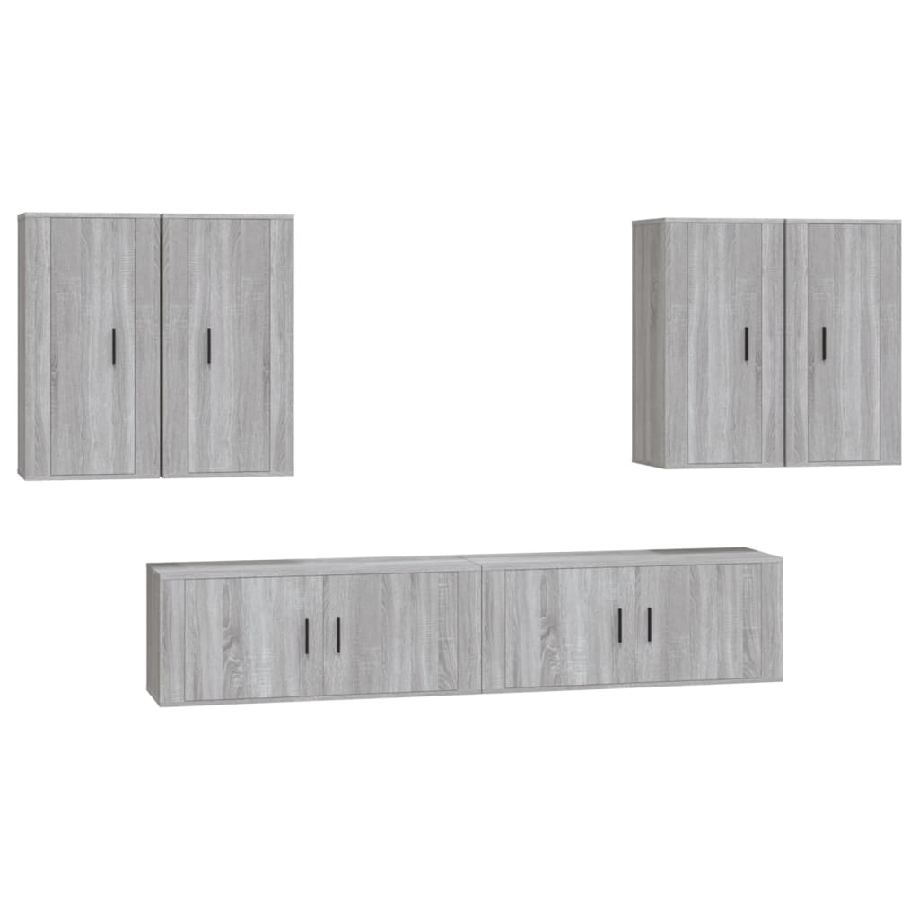 6-tlg. TV-Schrank-Set Grau Sonoma Holzwerkstoff