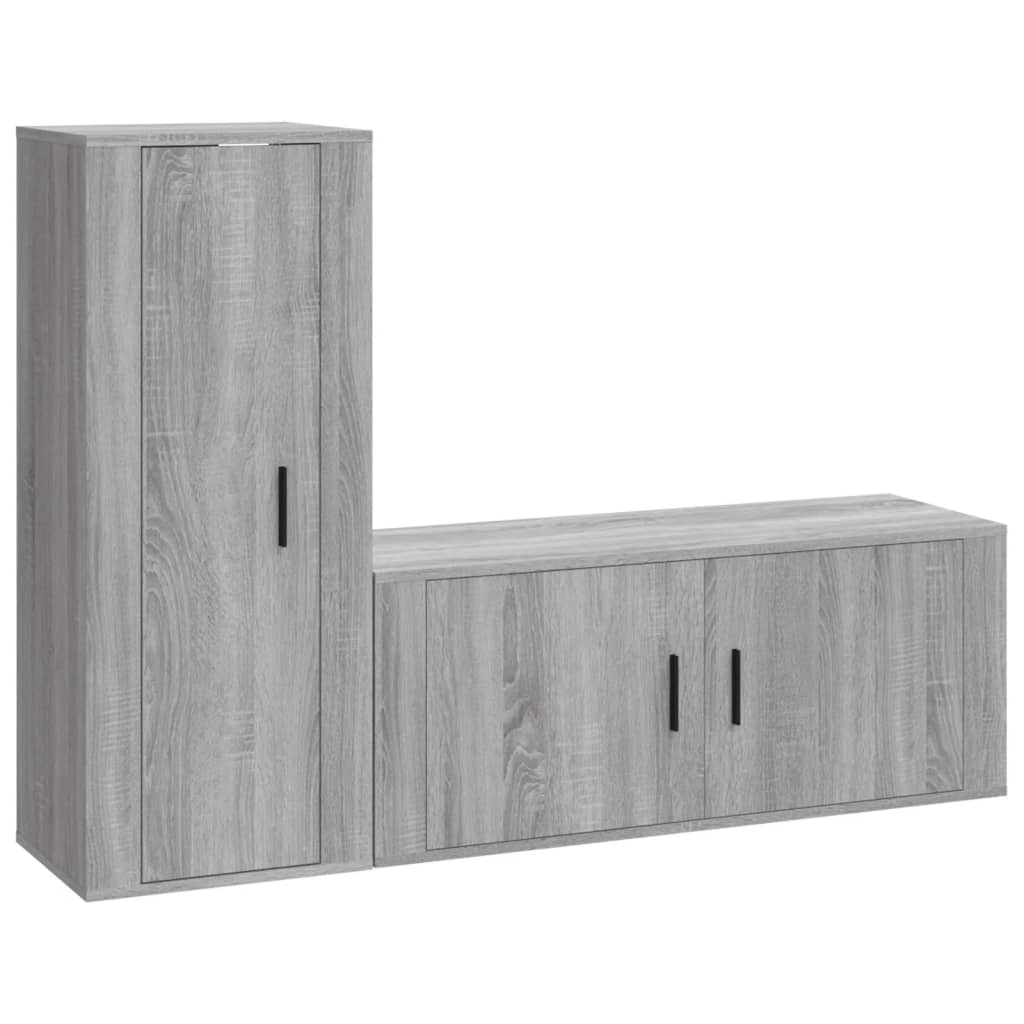 2-tlg. TV-Schrank-Set Grau Sonoma Holzwerkstoff