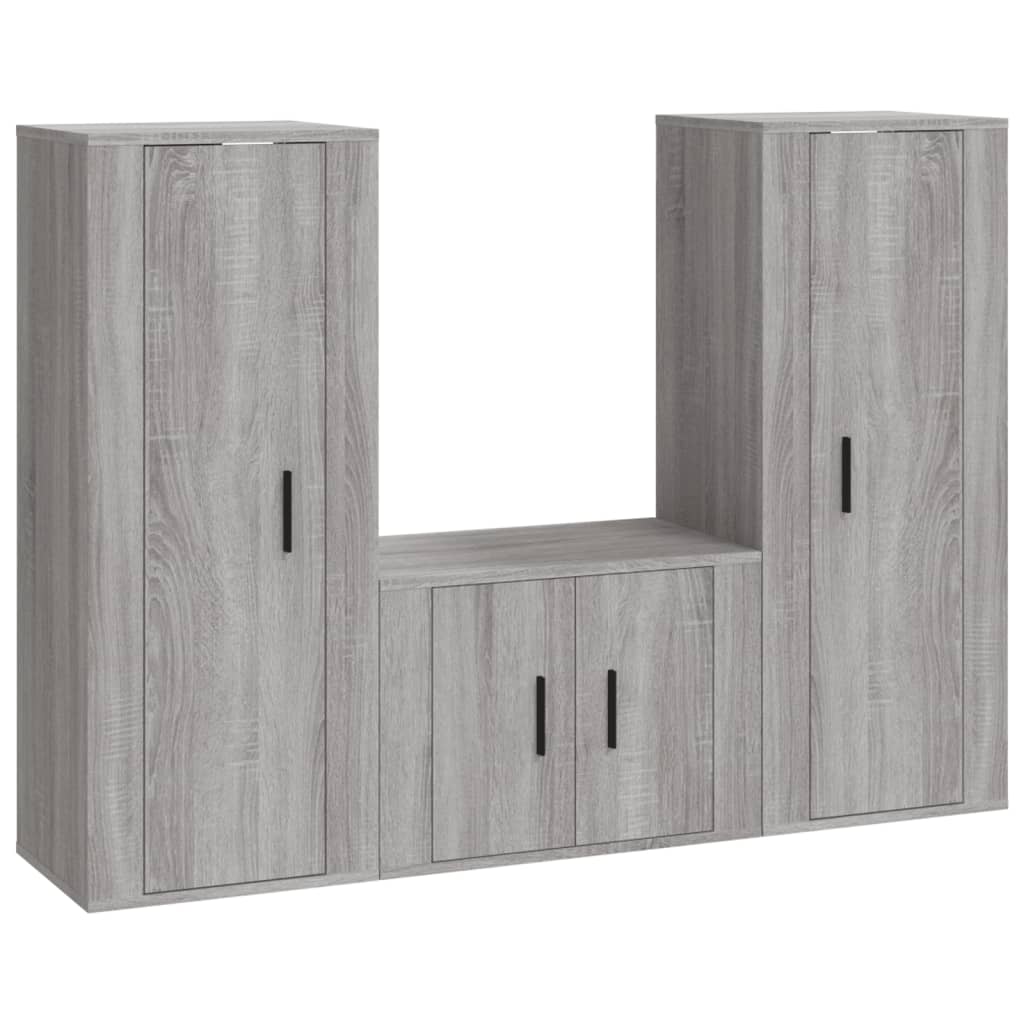 3-tlg. TV-Schrank-Set Grau Sonoma Holzwerkstoff