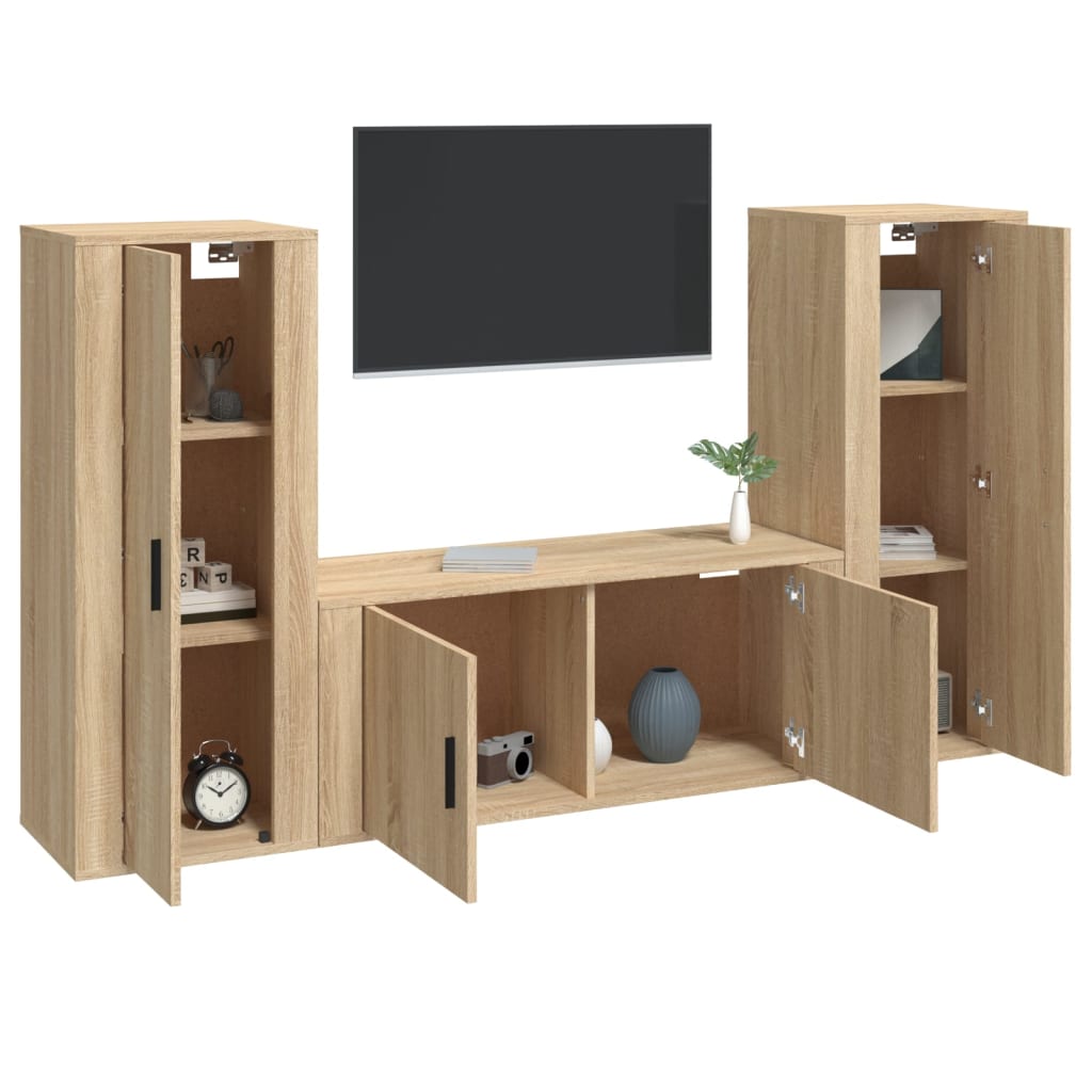 3-tlg. TV-Schrank-Set Sonoma-Eiche Holzwerkstoff