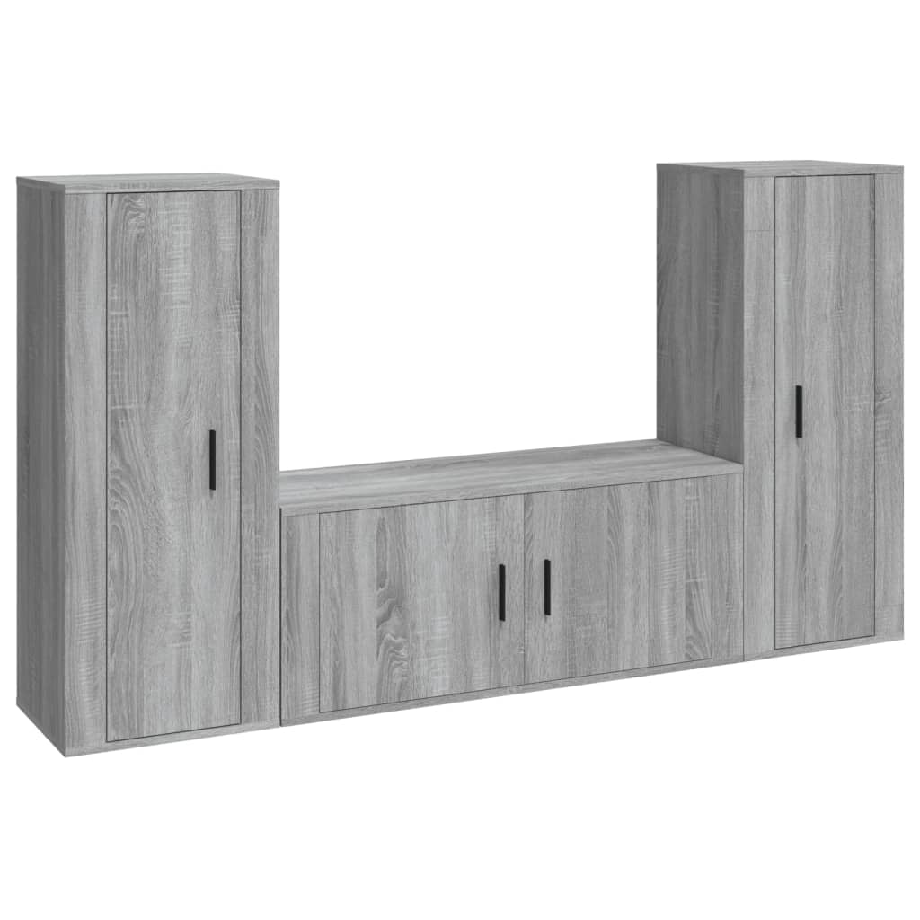 3-tlg. TV-Schrank-Set Grau Sonoma Holzwerkstoff