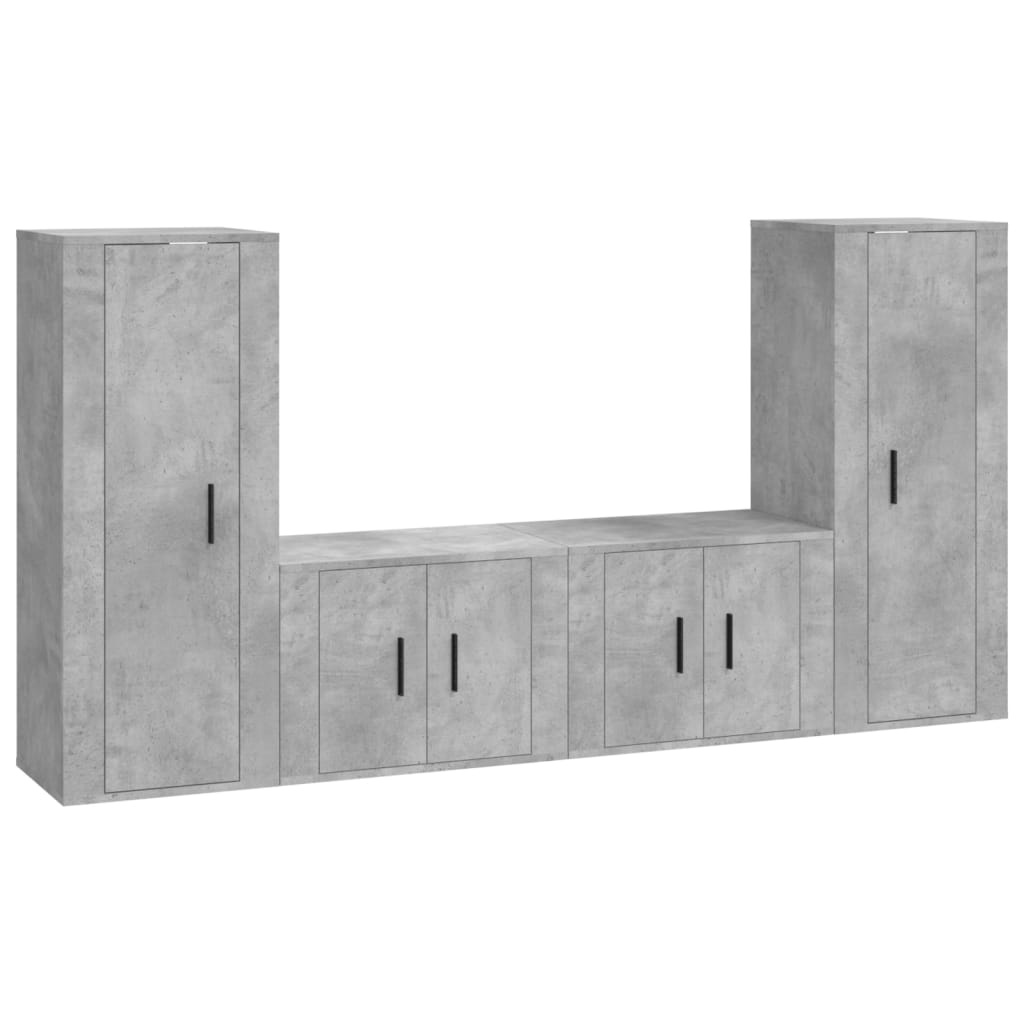 4-tlg. TV-Schrank-Set Betongrau Holzwerkstoff