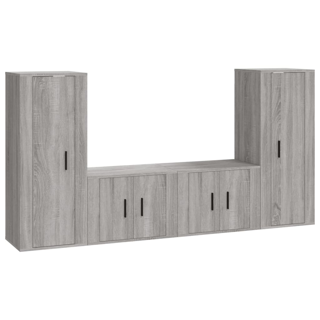 4-tlg. TV-Schrank-Set Grau Sonoma Holzwerkstoff