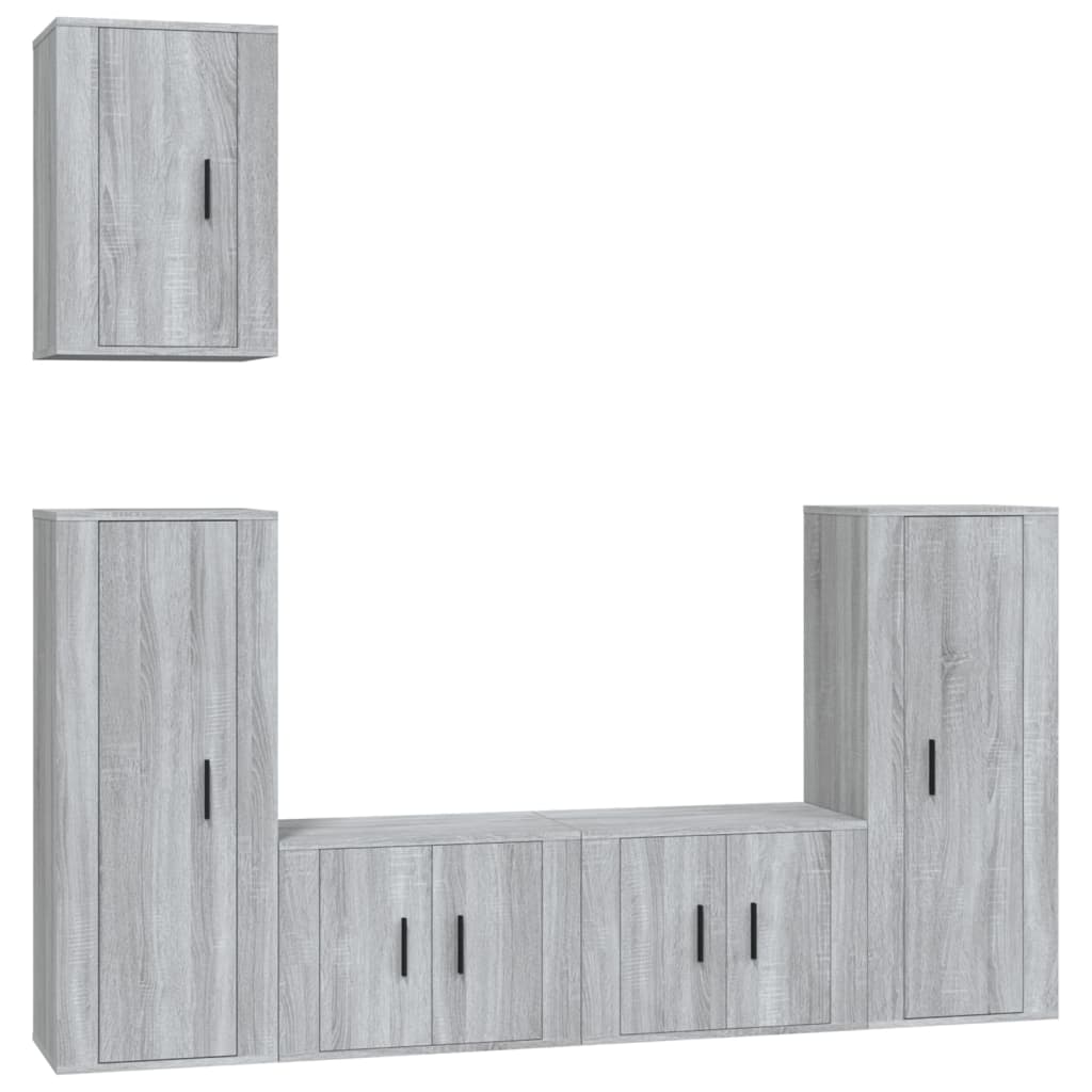 5-tlg. TV-Schrank-Set Grau Sonoma Holzwerkstoff