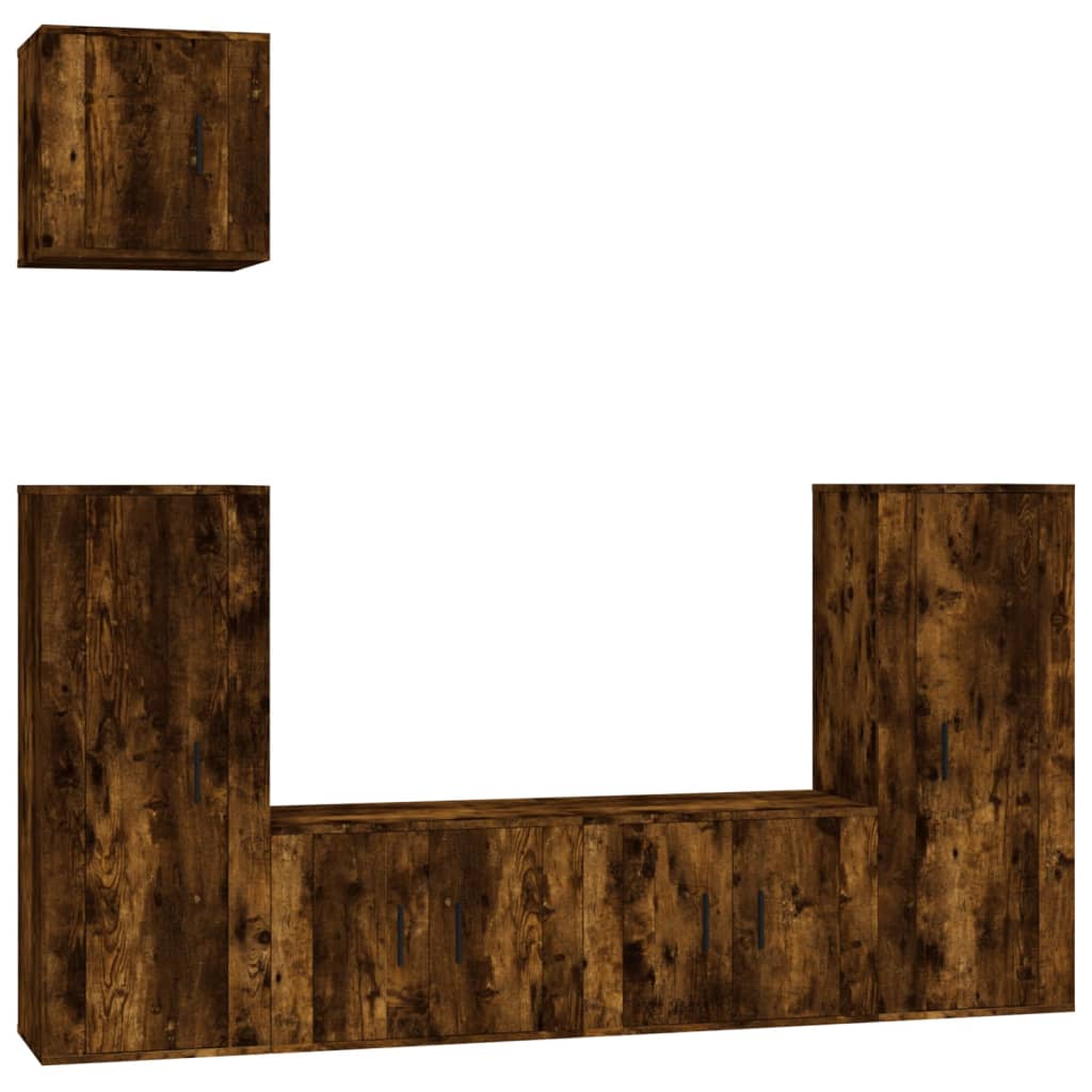 5-tlg. TV-Schrank-Set Räuchereiche Holzwerkstoff