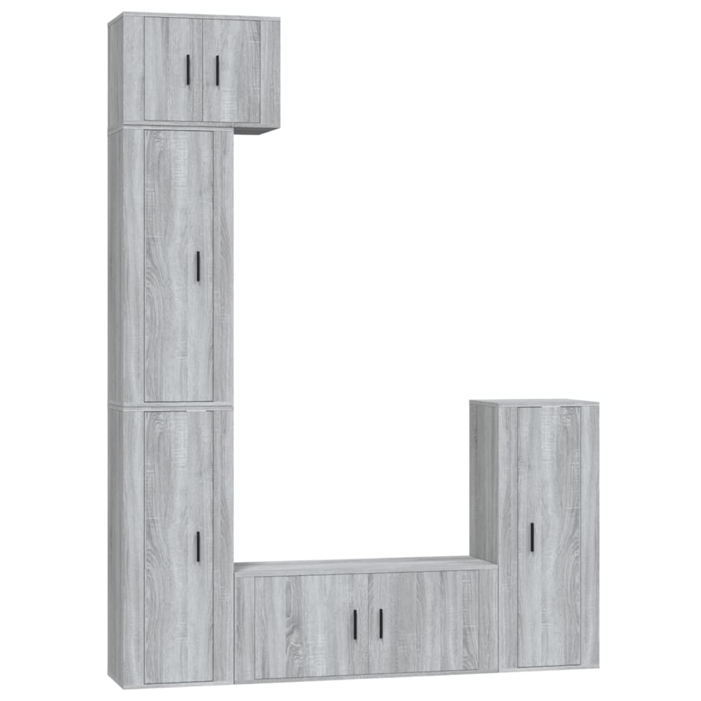 5-tlg. TV-Schrank-Set Grau Sonoma Holzwerkstoff