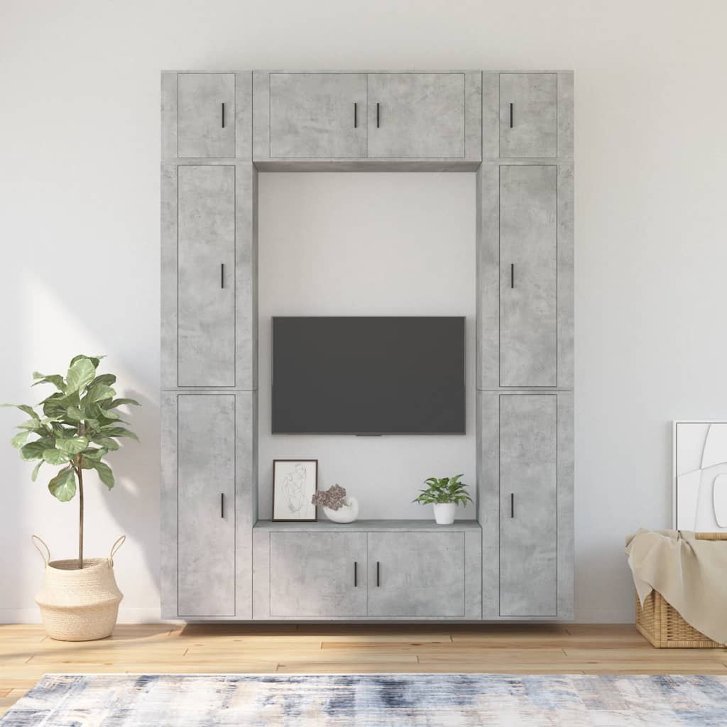 8-tlg. TV-Schrank-Set Betongrau Holzwerkstoff