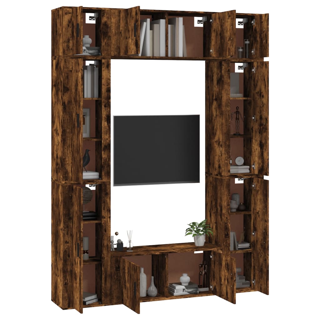 8-tlg. TV-Schrank-Set Räuchereiche Holzwerkstoff