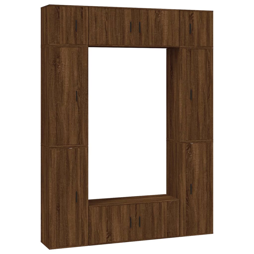 8-tlg. TV-Schrank-Set Braun Eichen-Optik Holzwerkstoff