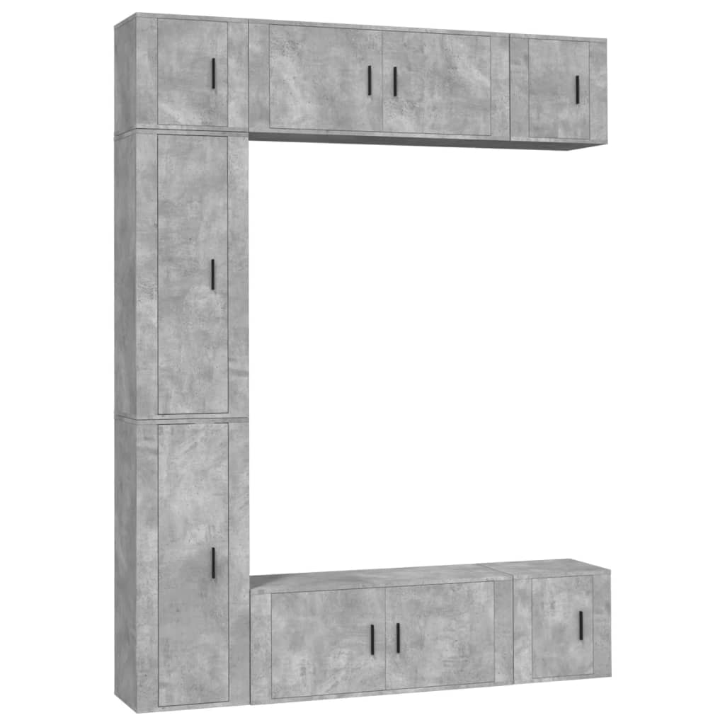 7-tlg. TV-Schrank-Set Betongrau Holzwerkstoff