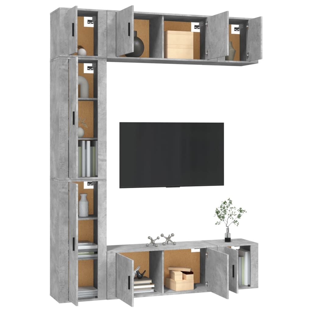 7-tlg. TV-Schrank-Set Betongrau Holzwerkstoff