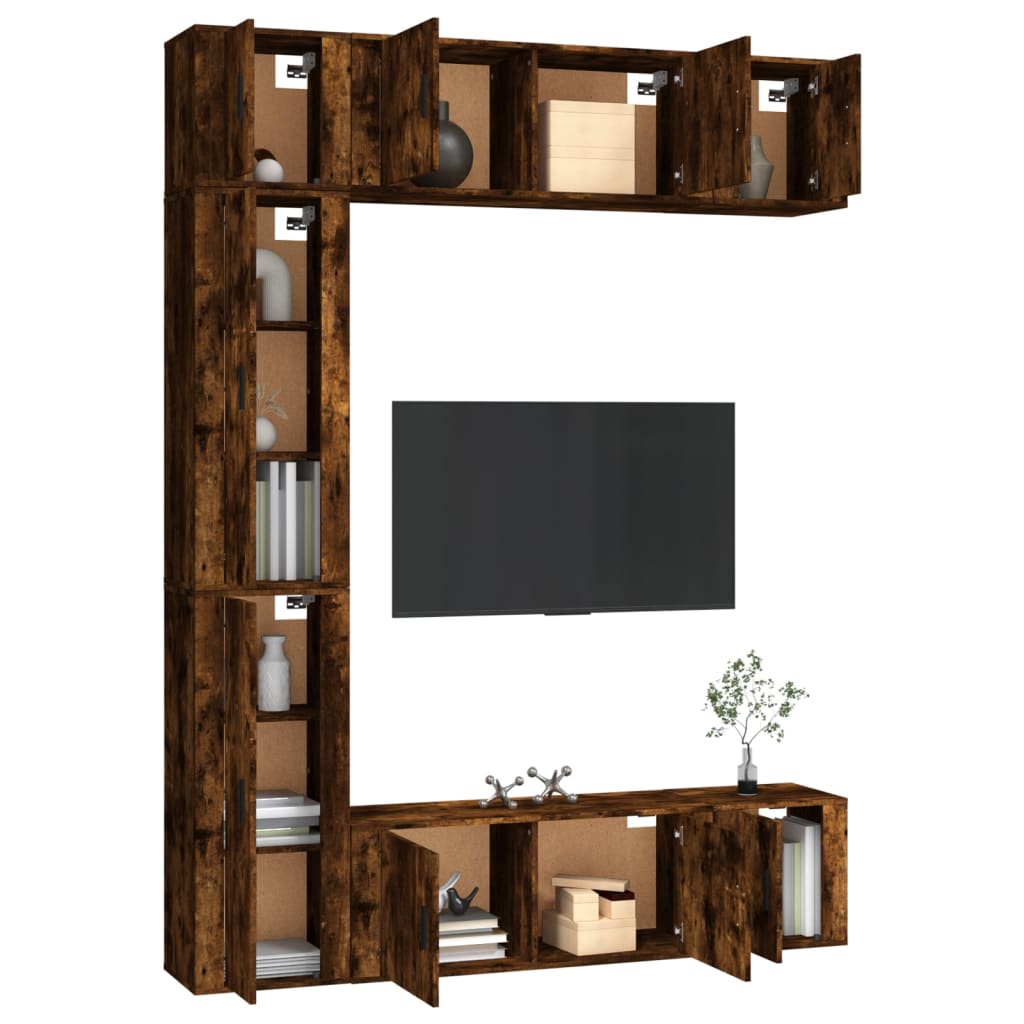 7-tlg. TV-Schrank-Set Räuchereiche Holzwerkstoff