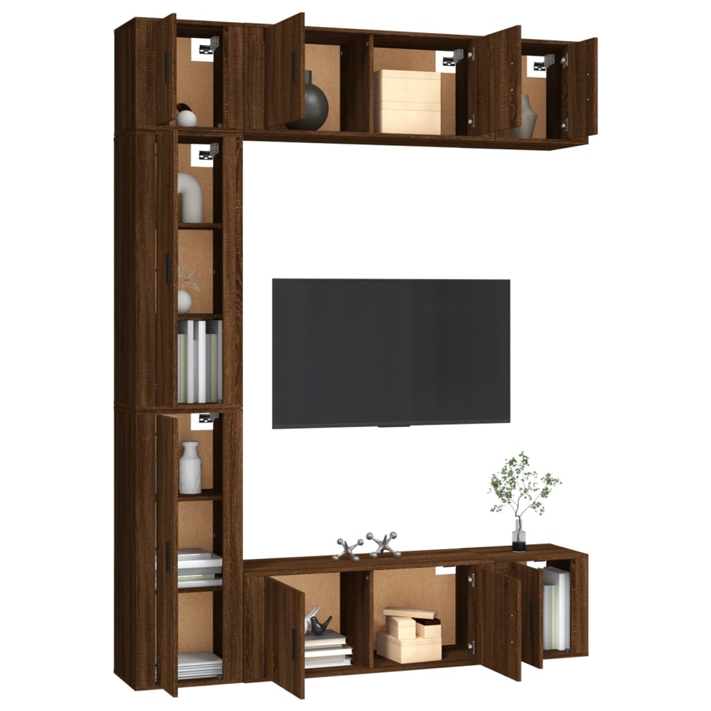 7-tlg. TV-Schrank-Set Braun Eichen-Optik Holzwerkstoff