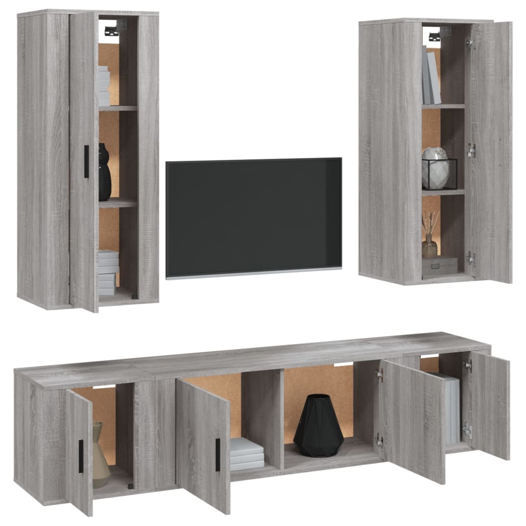 5-tlg. TV-Schrank-Set Grau Sonoma Holzwerkstoff