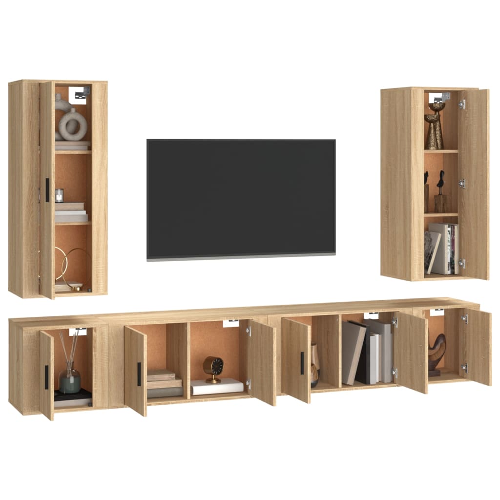 6-tlg. TV-Schrank-Set Sonoma-Eiche Holzwerkstoff