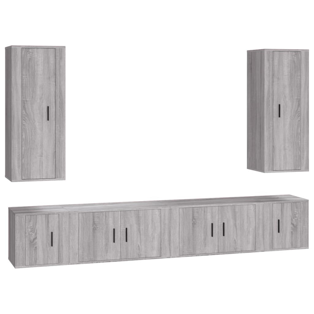 6-tlg. TV-Schrank-Set Grau Sonoma Holzwerkstoff