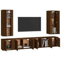 Thumbnail for 6-tlg. TV-Schrank-Set Braun Eichen-Optik Holzwerkstoff