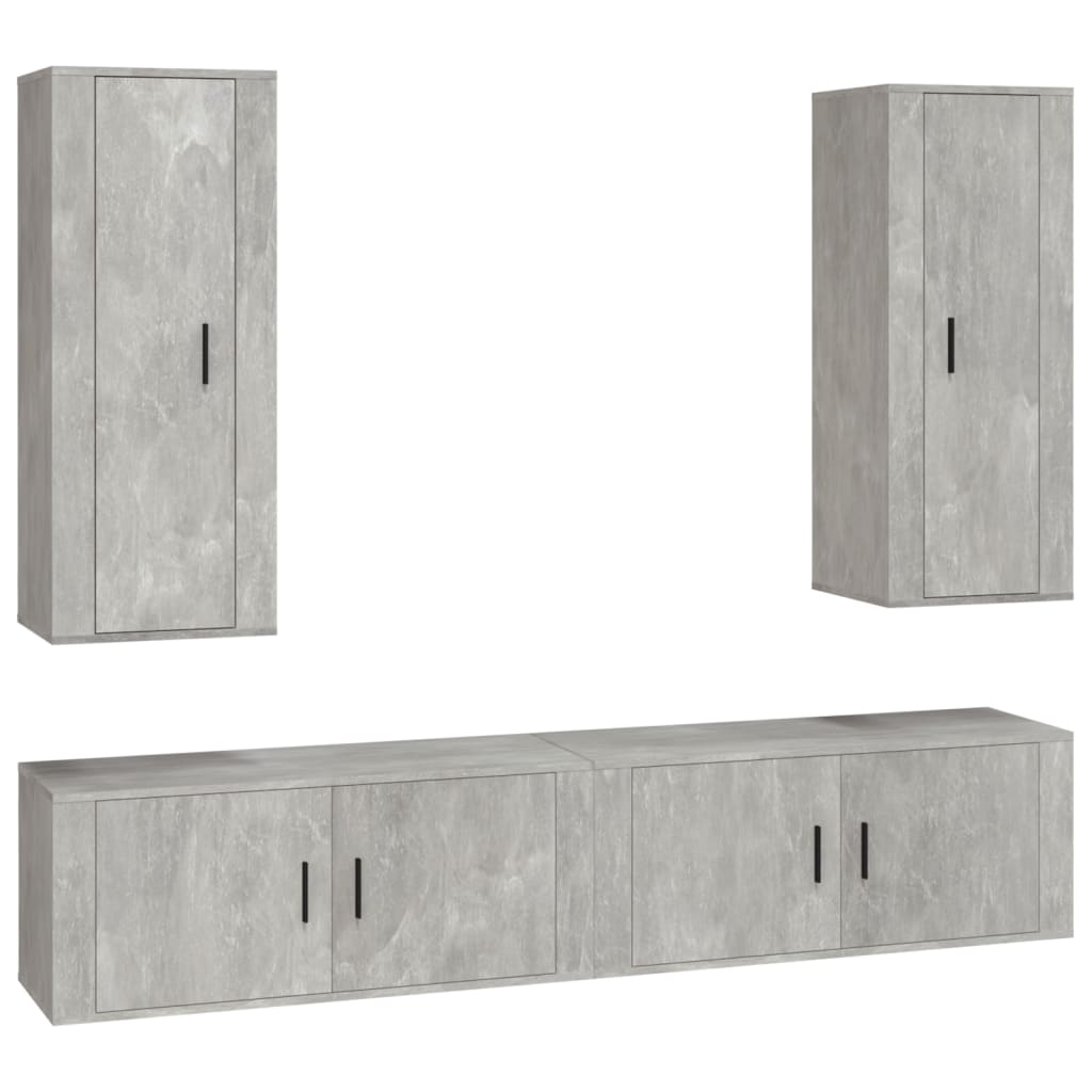 4-tlg. TV-Schrank-Set Betongrau Holzwerkstoff
