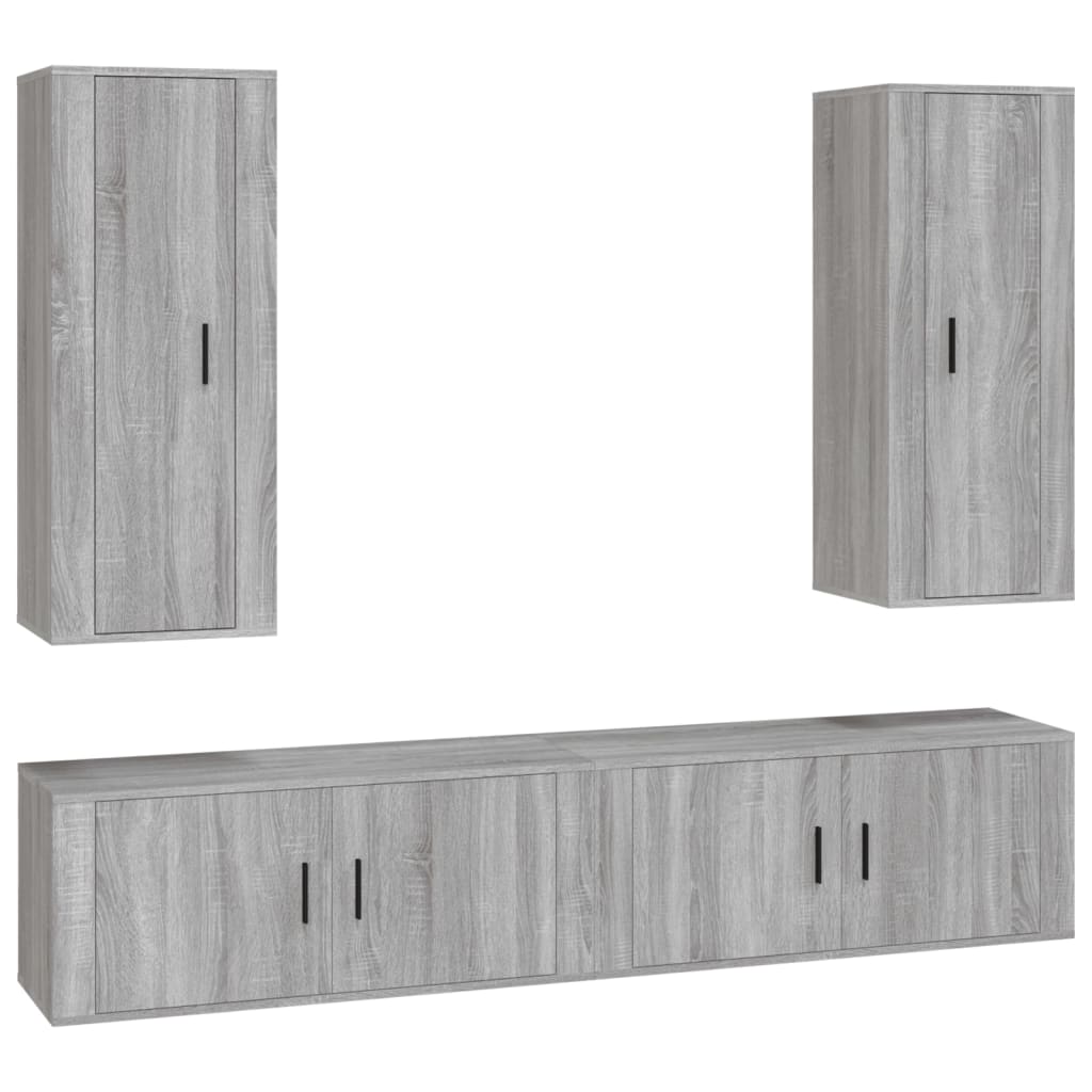 4-tlg. TV-Schrank-Set Grau Sonoma Holzwerkstoff