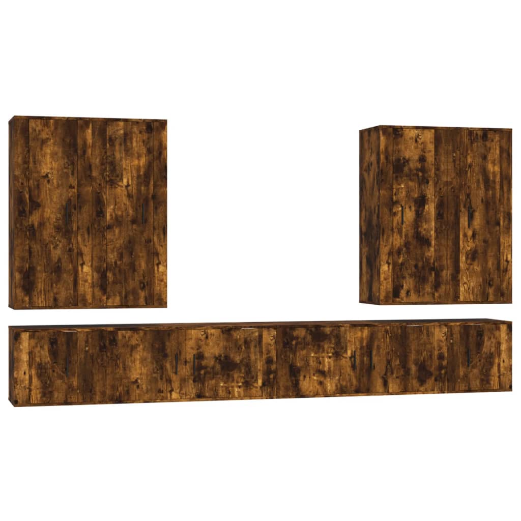 8-tlg. TV-Schrank-Set Räuchereiche Holzwerkstoff