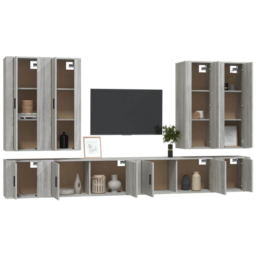 8-tlg. TV-Schrank-Set Grau Sonoma Holzwerkstoff