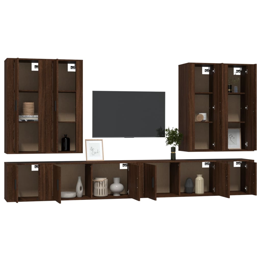 8-tlg. TV-Schrank-Set Braun Eichen-Optik Holzwerkstoff