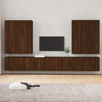 Thumbnail for 8-tlg. TV-Schrank-Set Braun Eichen-Optik Holzwerkstoff