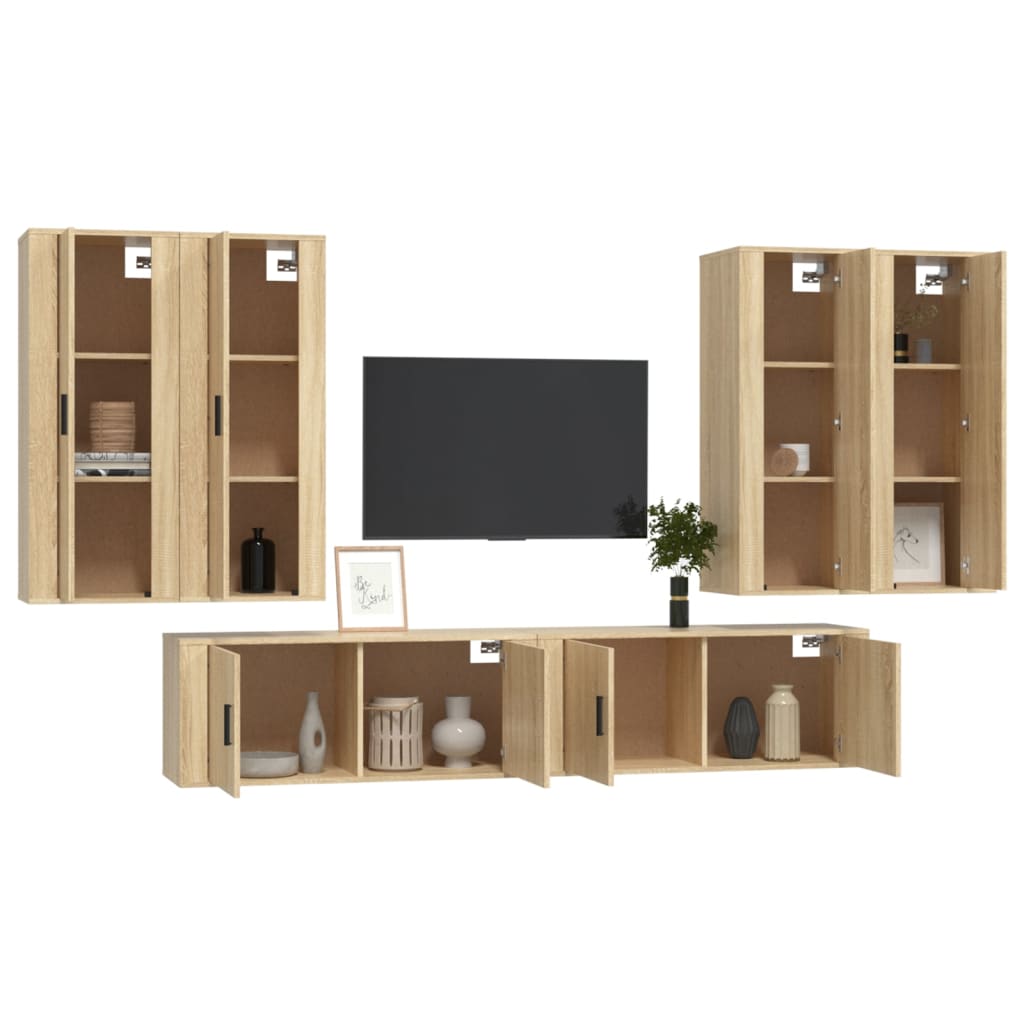 6-tlg. TV-Schrank-Set Sonoma-Eiche Holzwerkstoff