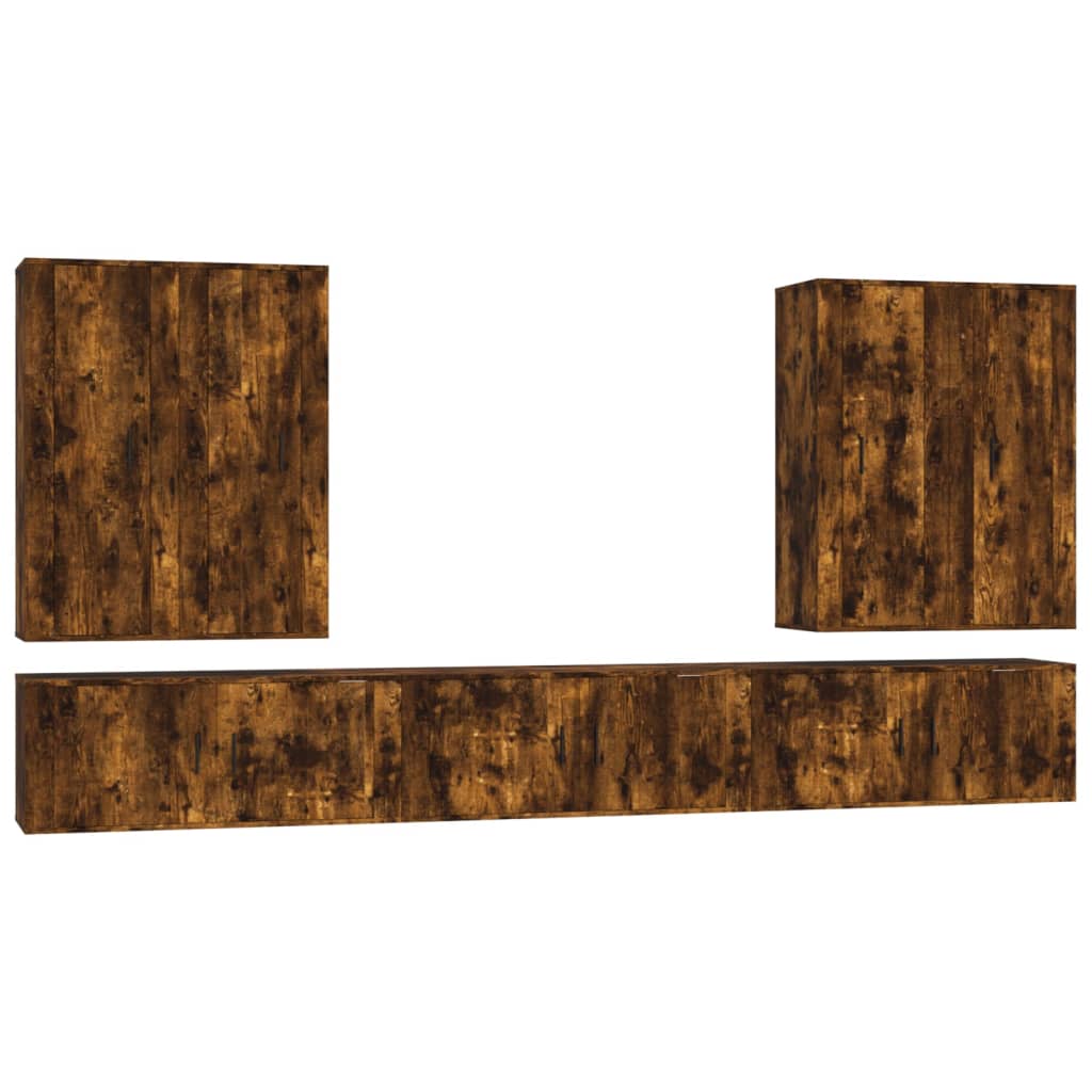 7-tlg. TV-Schrank-Set Räuchereiche Holzwerkstoff