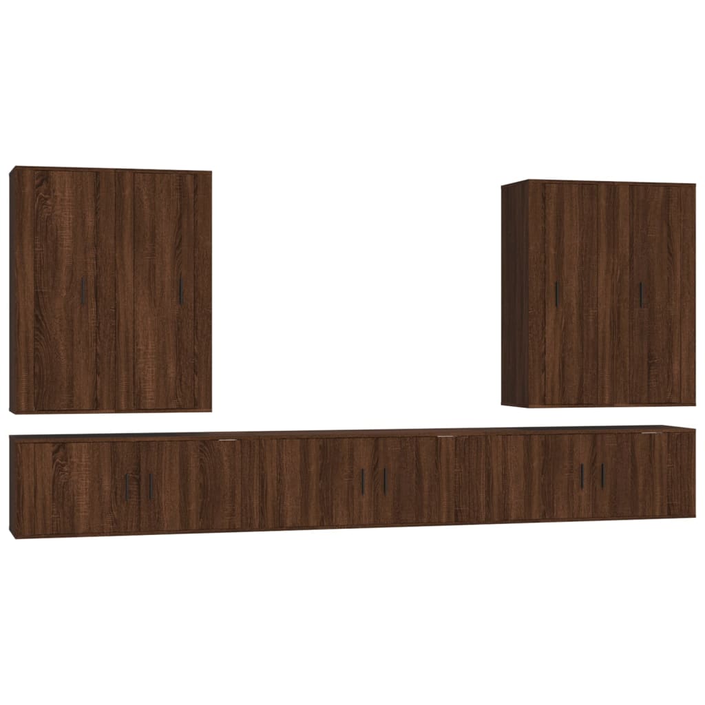 7-tlg. TV-Schrank-Set Braun Eichen-Optik Holzwerkstoff