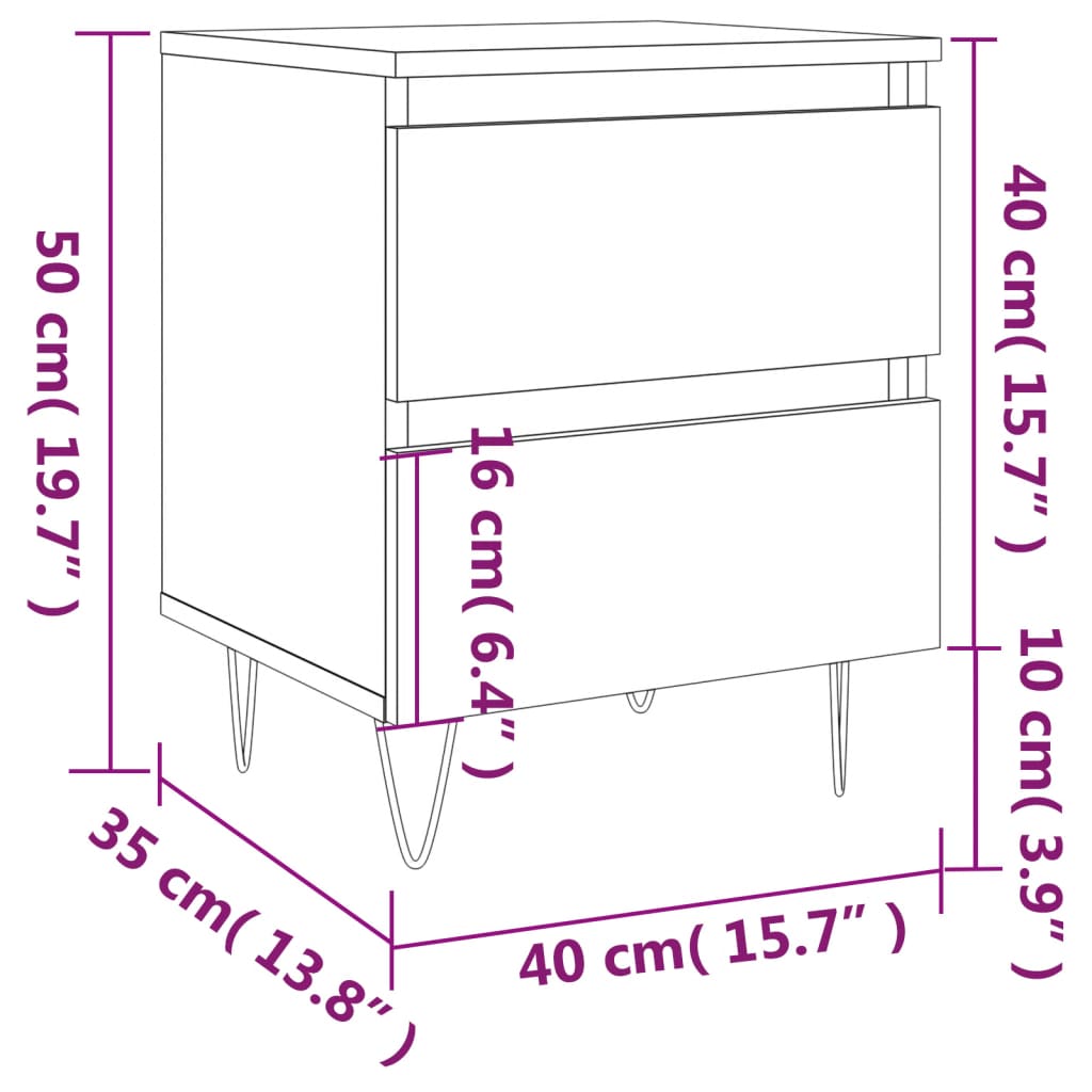 Nachttische 2 Stk. Braun Eichen-Optik 40x35x50 cm Holzwerkstoff