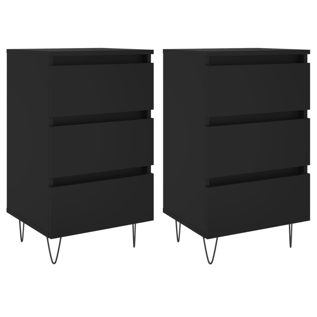 Nachttische 2 Stk. Schwarz 40x35x69 cm Holzwerkstoff