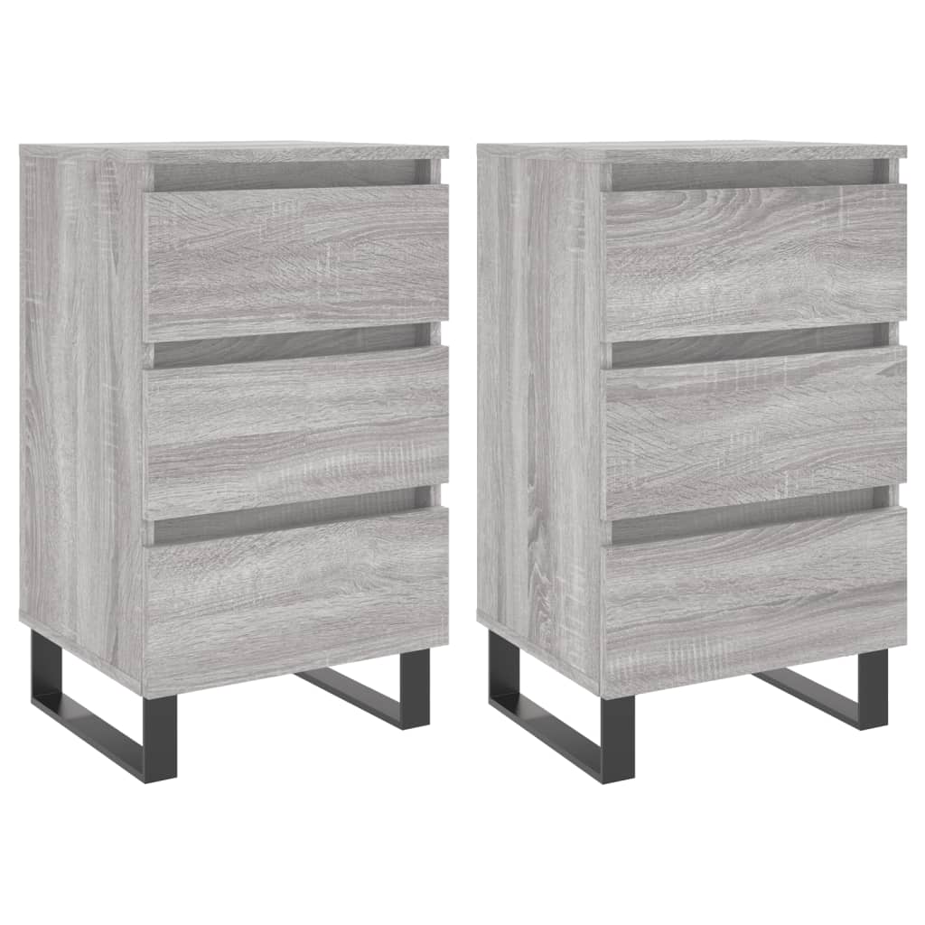 Nachttische 2 Stk. Grau Sonoma 40x35x69 cm Holzwerkstoff