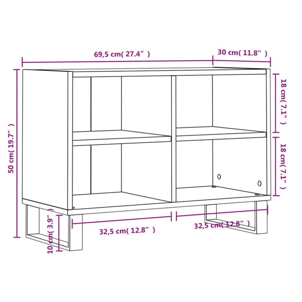 TV-Schrank Betongrau 69,5x30x50 cm Holzwerkstoff