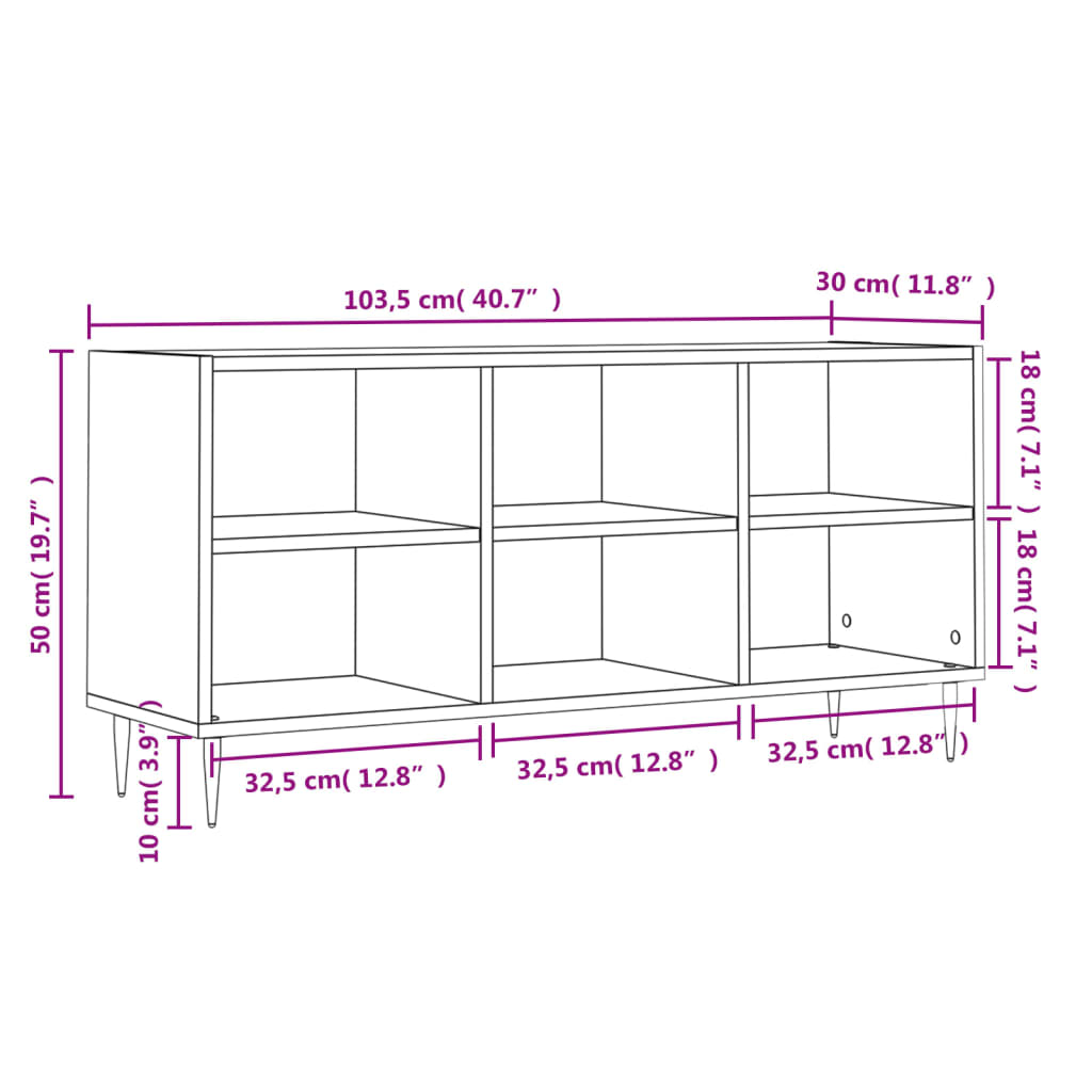TV-Schrank Hochglanz-Weiß 103,5x30x50 cm Holzwerkstoff