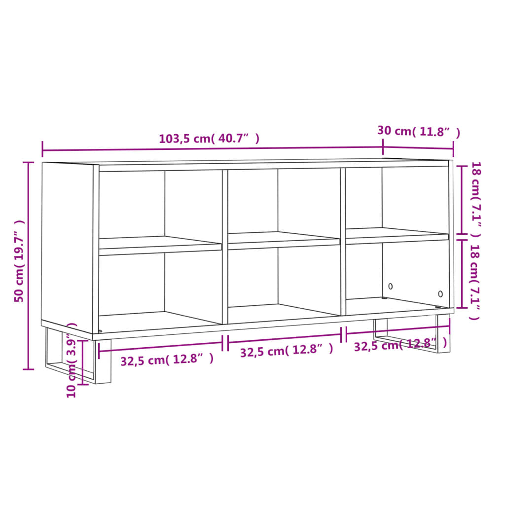 TV-Schrank Schwarz 103,5x30x50 cm Holzwerkstoff